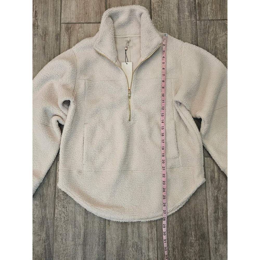 CALIA Seamed Sherpa 1/2 Zip Pullover Size M Cream NEW Fleece Mock‎ Neck Cozy - Picture 3 of 10